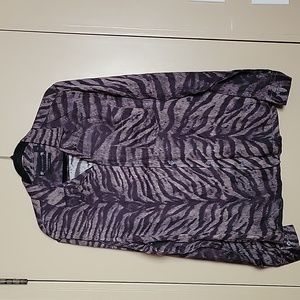 All Saints men's shirt, sm, silk like fabric, black & grey